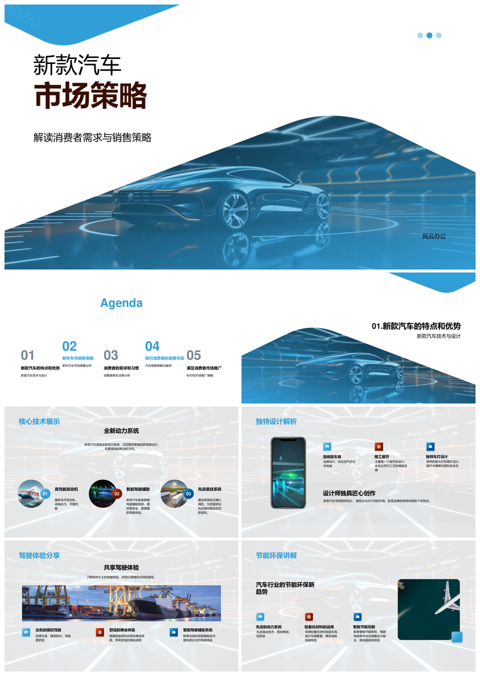 新款汽车市场策略需求节能环保技术设计优惠销售PPT模板