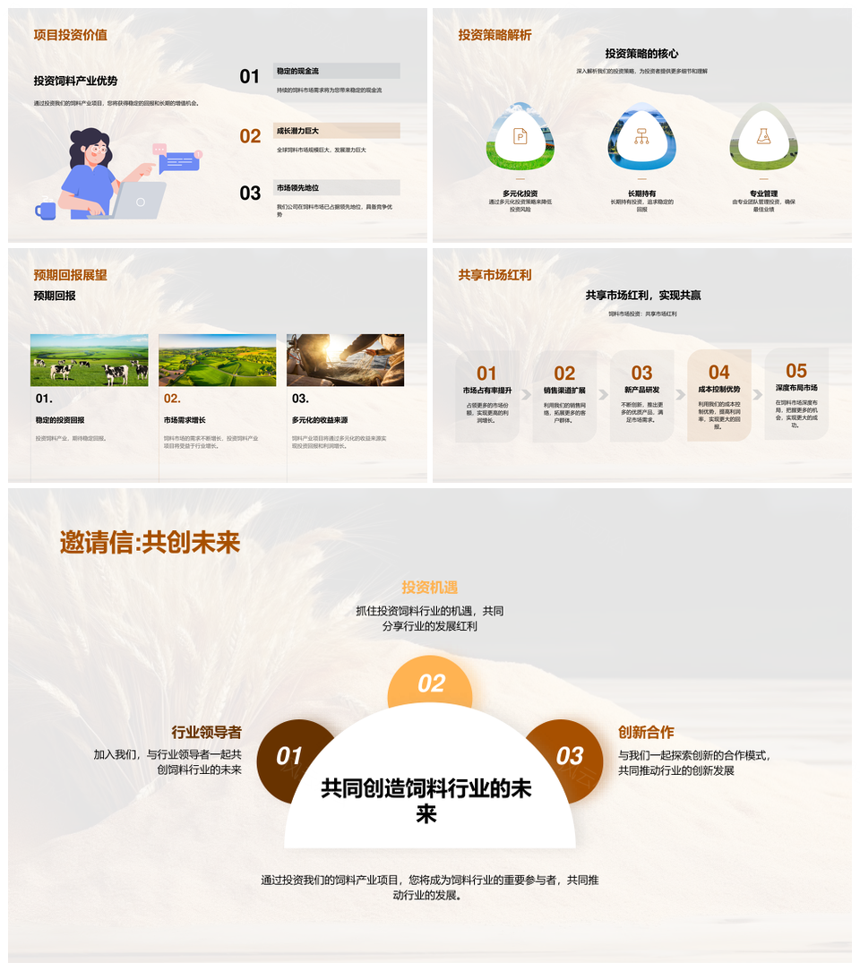 全球饲料产业投资布局市场发展趋势PPT模板