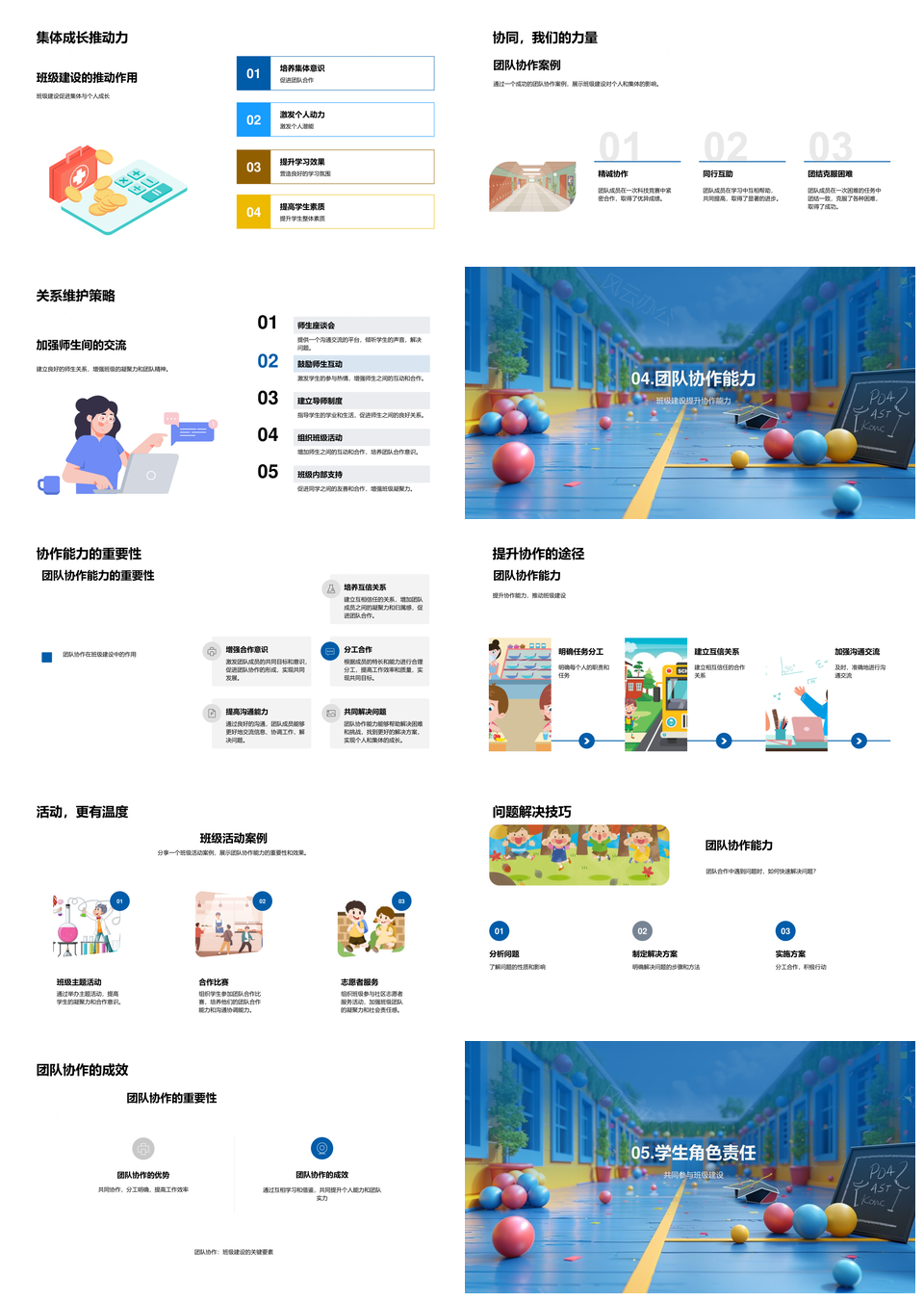 2025班级建设协作凝聚责任共成长活动PPT模板