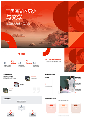 罗贯中三国演义历史框架与文学创作PPT模板