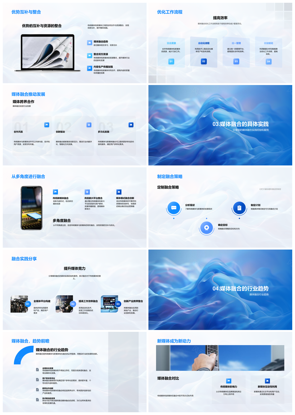 2025媒体融合传统新媒体整合交互优势互补资源整合提效PPT模板