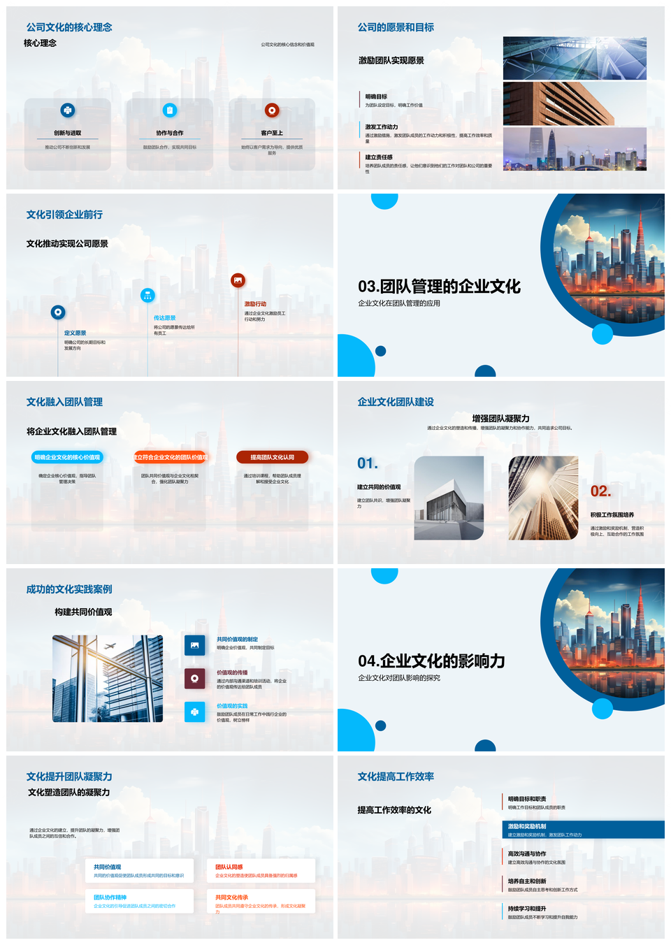 企业文化引领团队建设筑公司愿景目标PPT模板