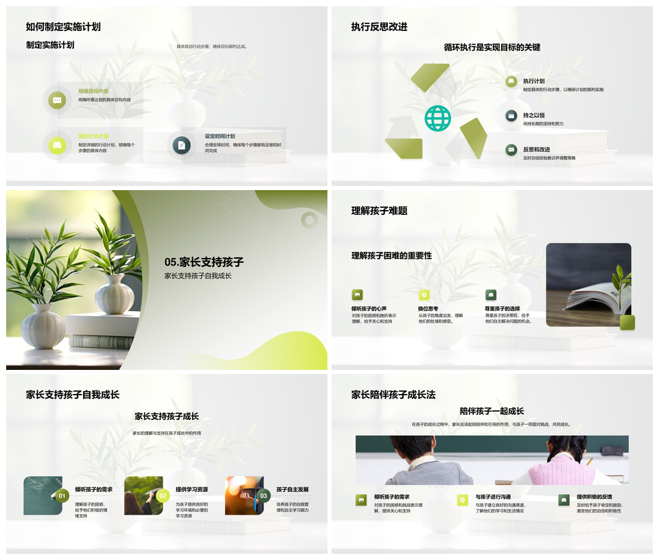 初三成长克难力行书径目标计划反思精进PPT模板