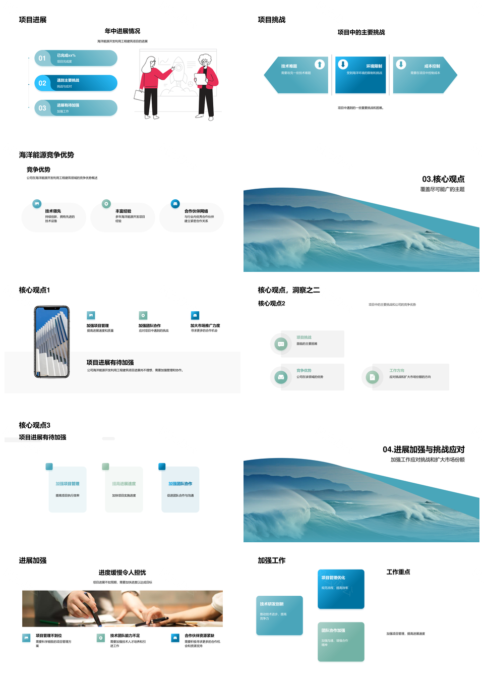 海洋能源开发年中工程进展挑战优势PPT模板