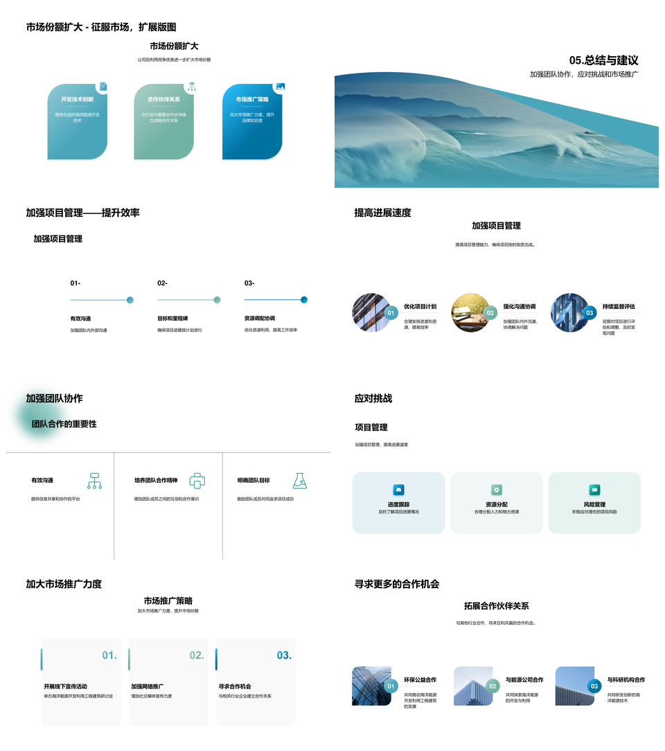 海洋能源开发年中工程进展挑战优势PPT模板