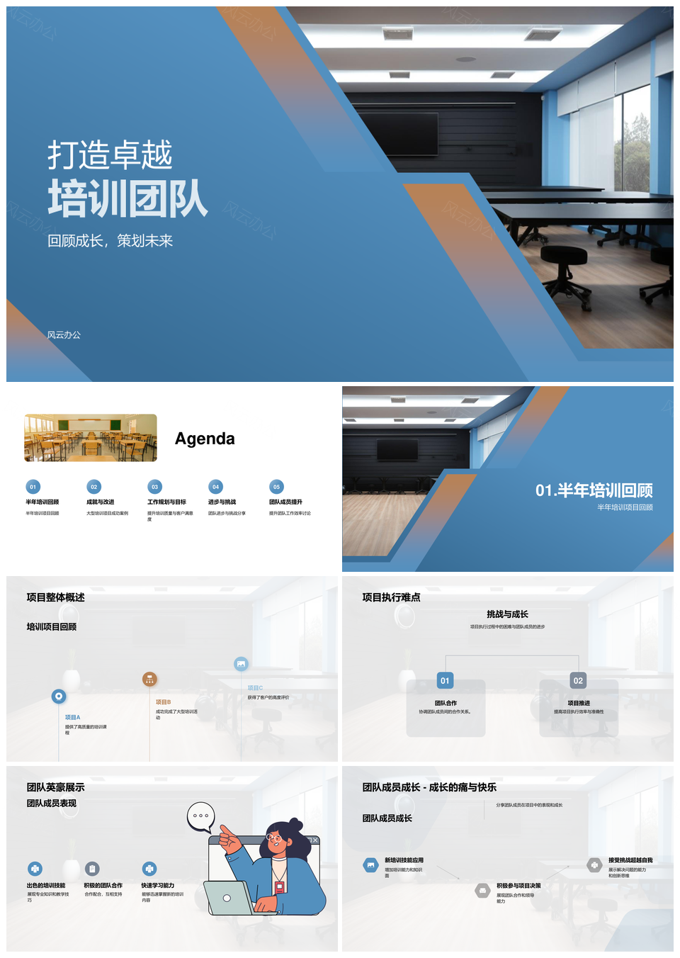 卓越培训团队半年克难成长策划未来提质客户满意设备PPT模板