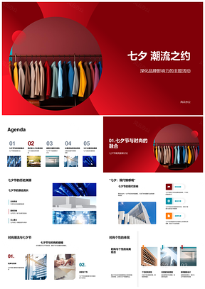 七夕潮服盛典个性穿搭限时优惠PPT模板