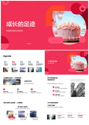 成长足迹生日成年学技达蜕变珍爱时光PPT模板