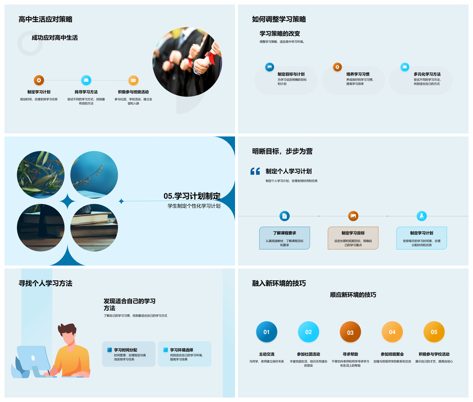 高中新篇章挑战学习方法转变独立适应成长PPT模板