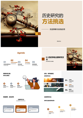 历史研究定性定量方法优劣应用古卷轴挖掘PPT模板
