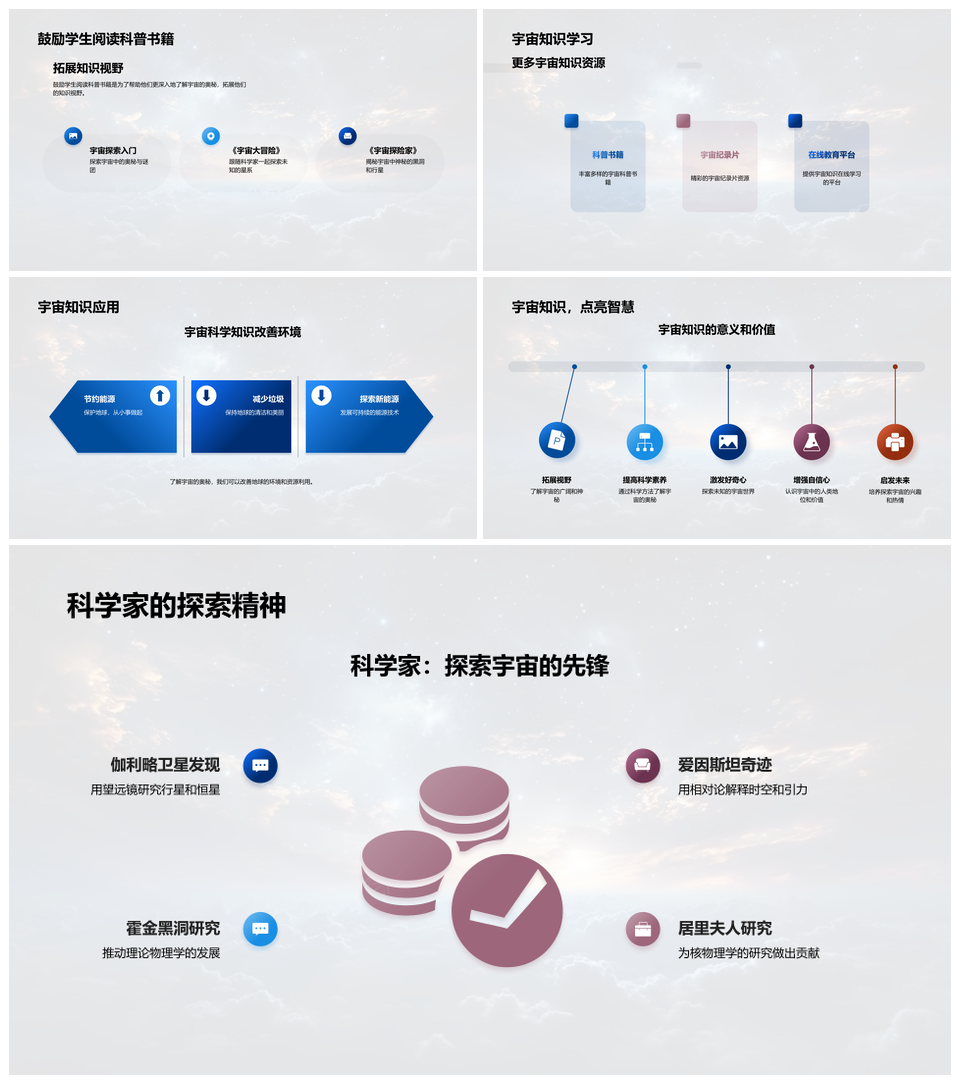 宇宙大爆炸太阳系地球银河系奥秘探索PPT模板