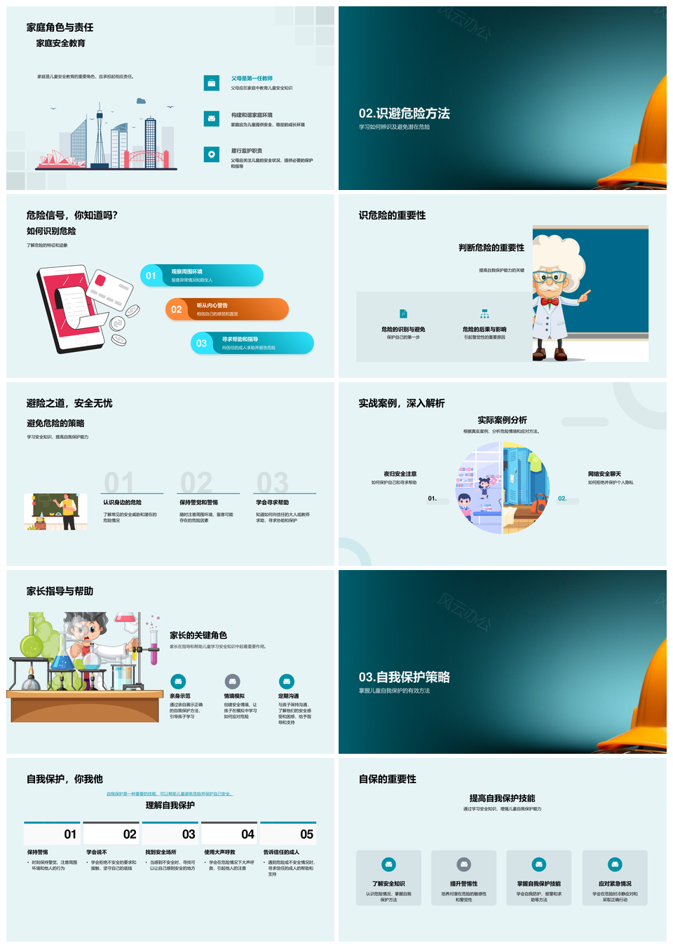 儿童安全启蒙自保识险避险课PPT模板