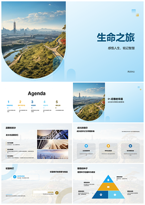生命之旅寿辰曲径悟道铭智PPT模板
