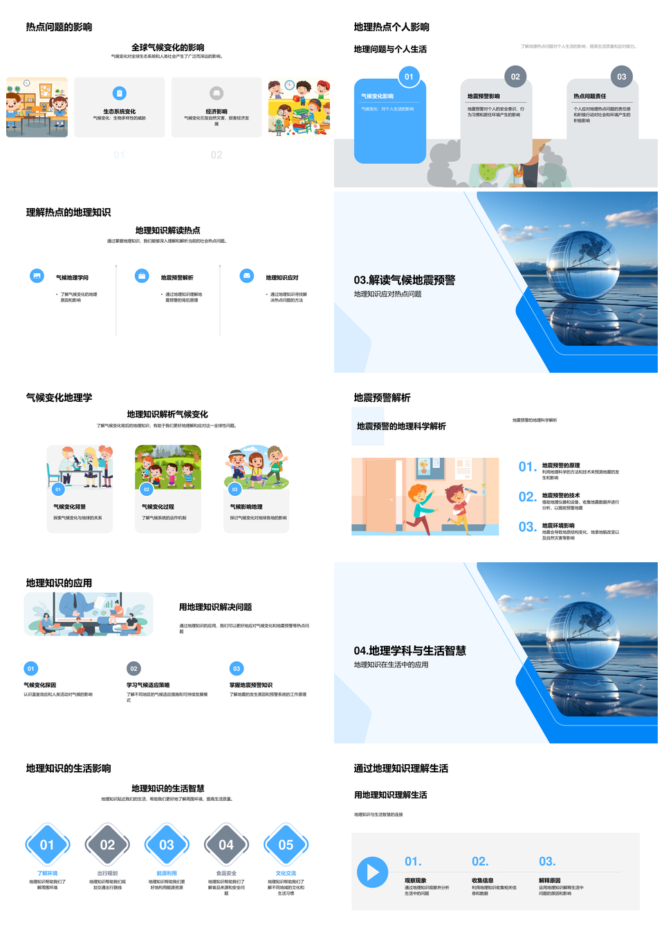 地理智慧解析生活热点与气候地震预警PPT模板