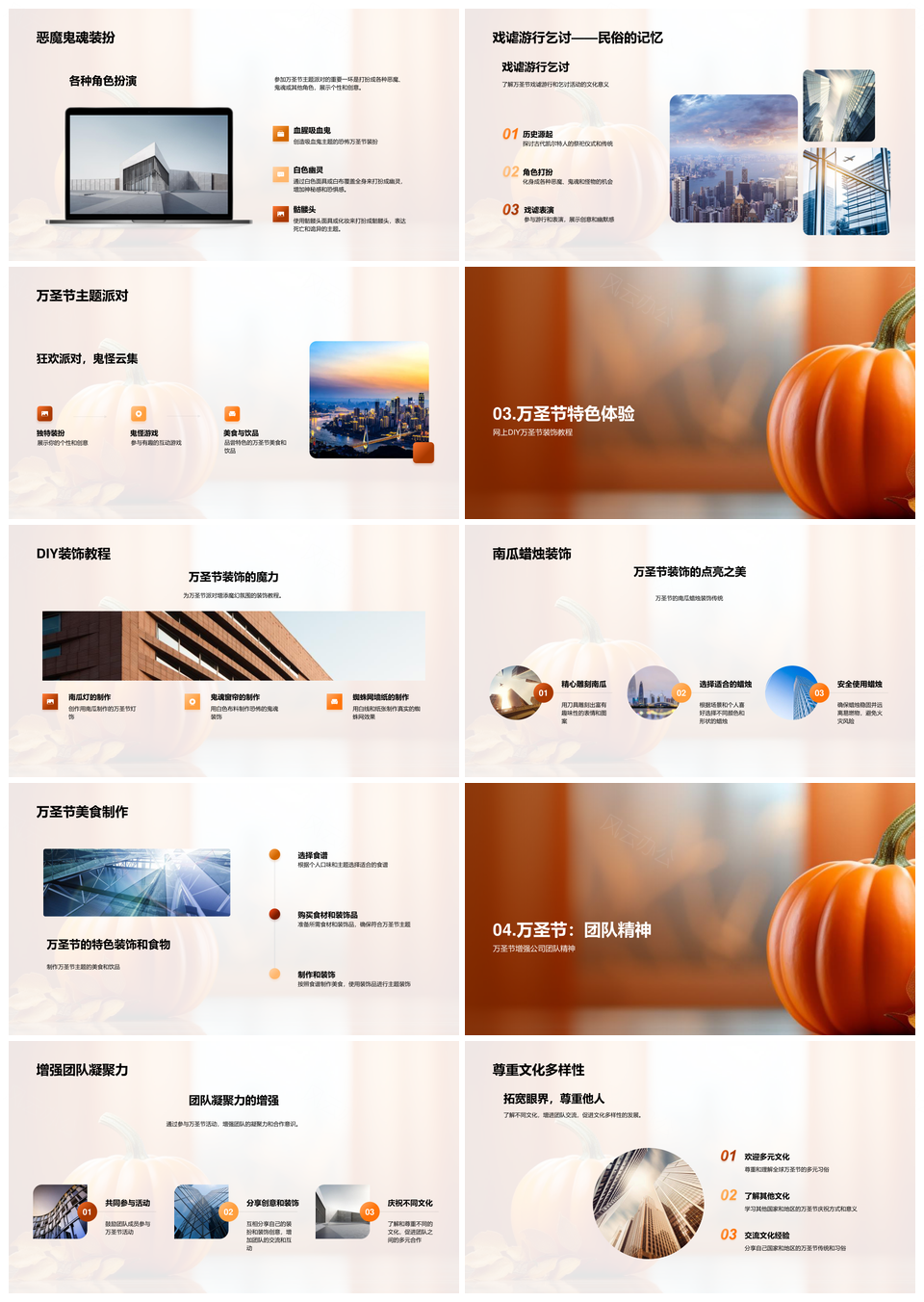 万圣节凯尔特新年驱恶魔鬼魂游行乞讨南瓜灯PPT模板