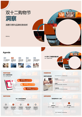 双十二消费习惯品牌优势电商竞争时尚新品优惠PPT模板
