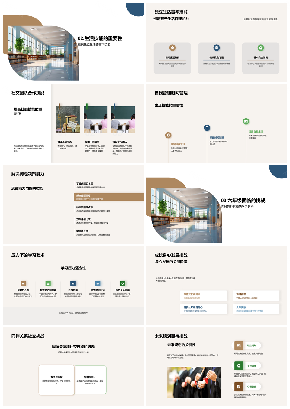 六年级升学学习与生活技能精要PPT模板