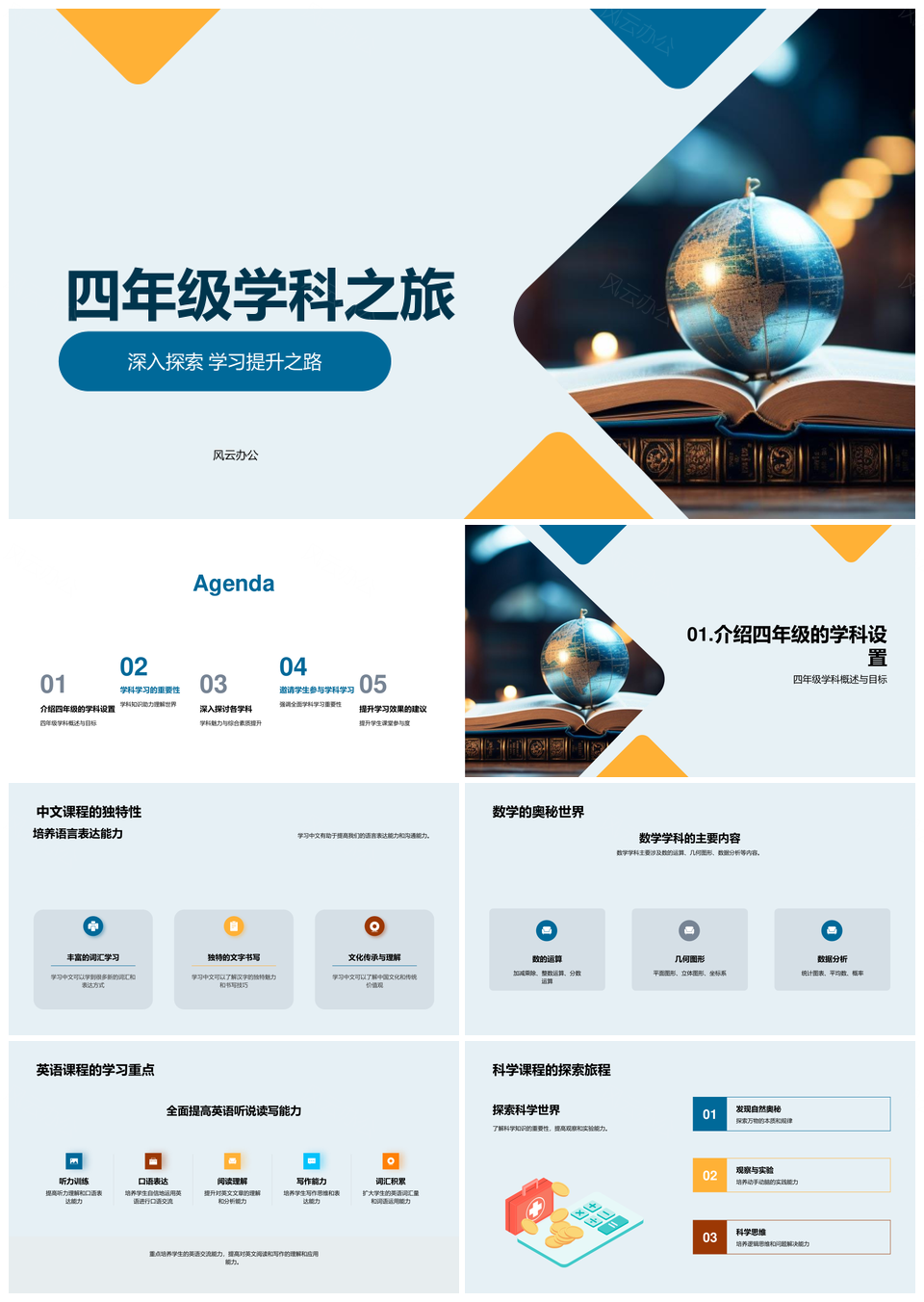 四年级学科探秘启程提升成长PPT模板