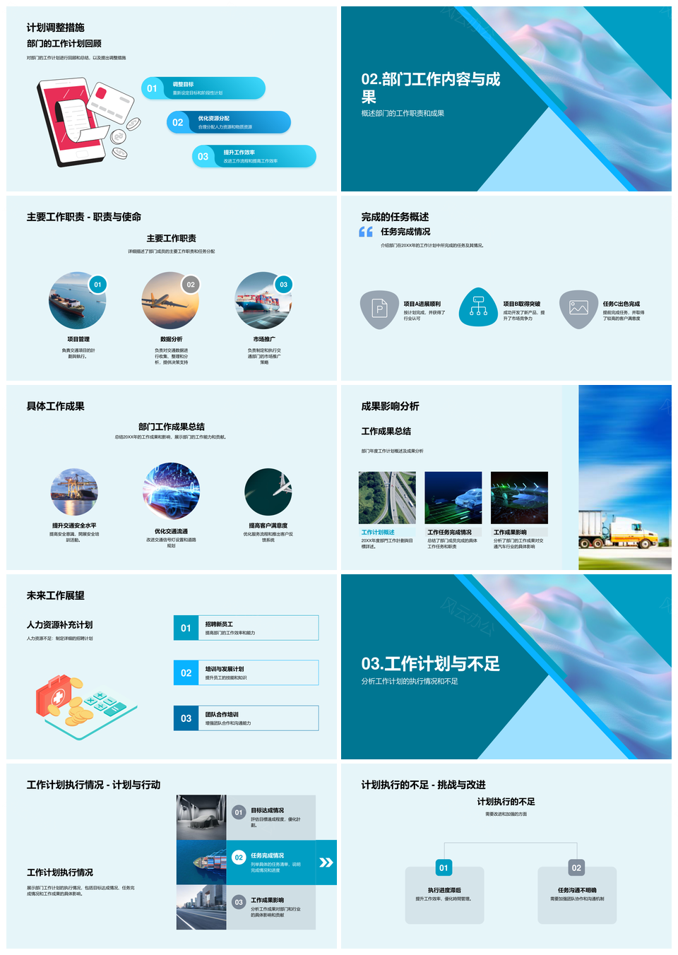 2025季度交通工作绩效成果不足与改进汇报PPT模板
