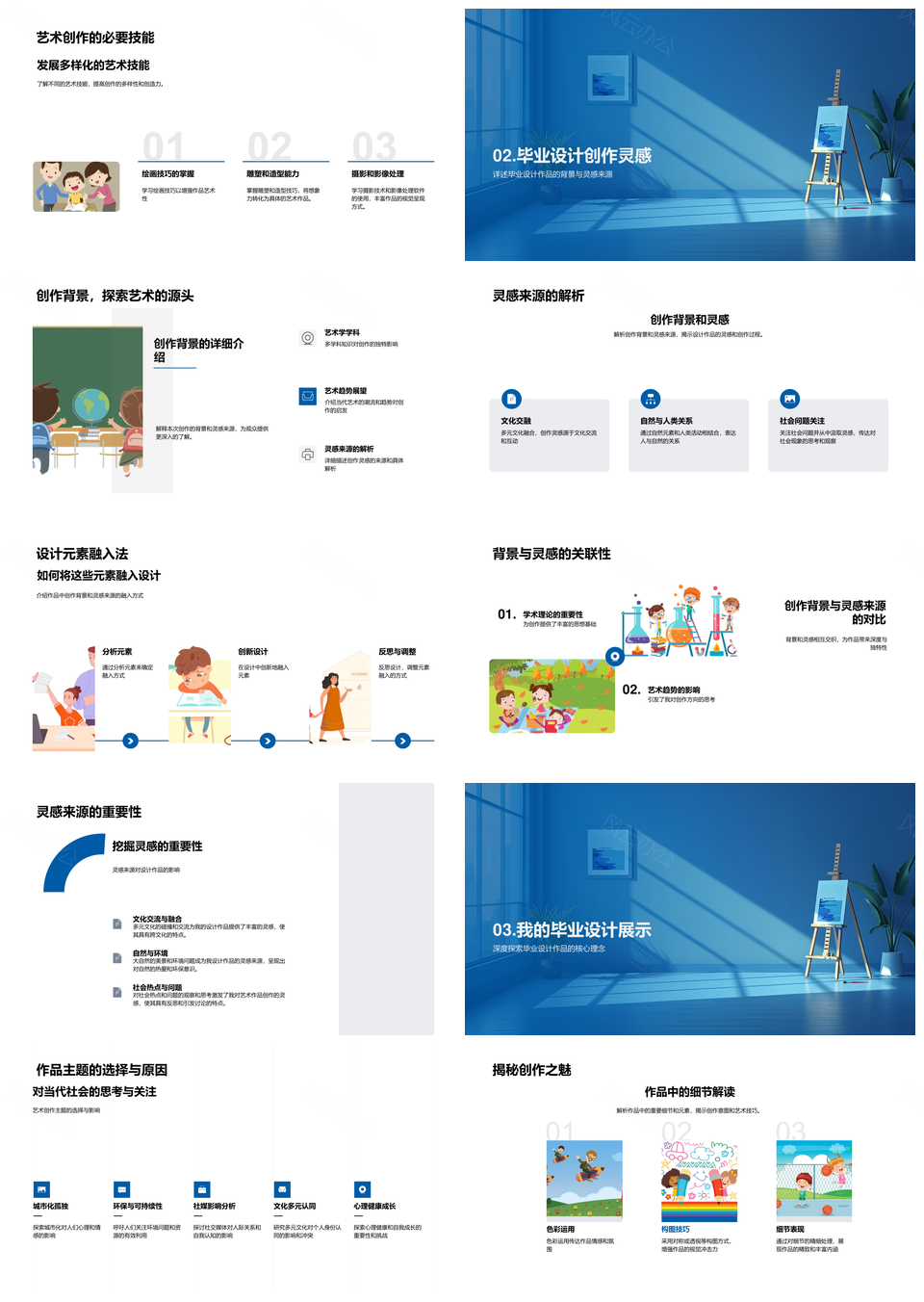 艺术毕业答辩作品创意理论趋势解析PPT模板