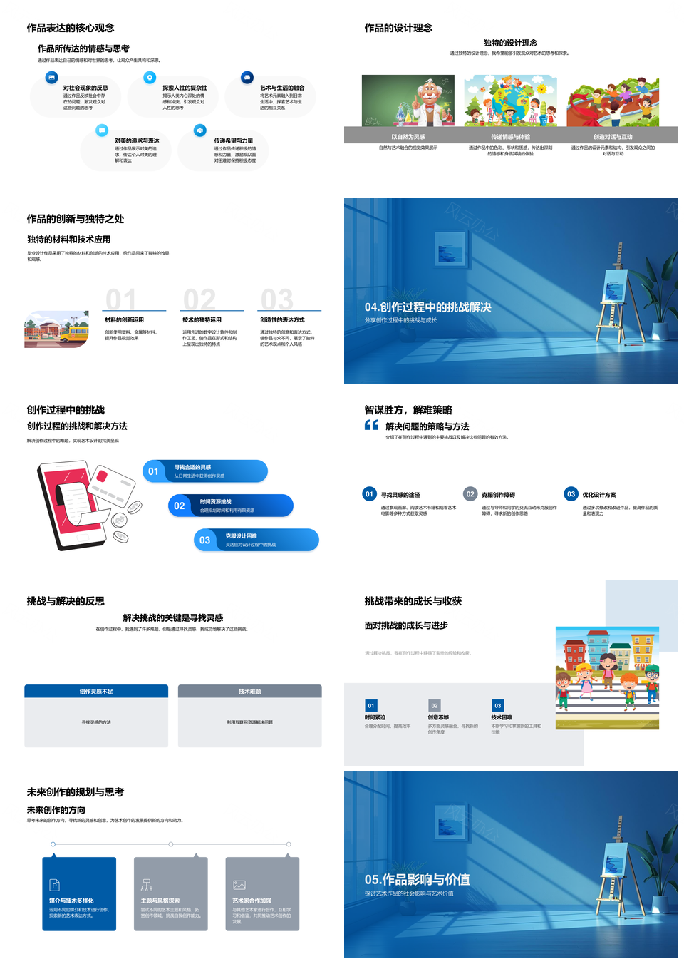 艺术毕业答辩作品创意理论趋势解析PPT模板