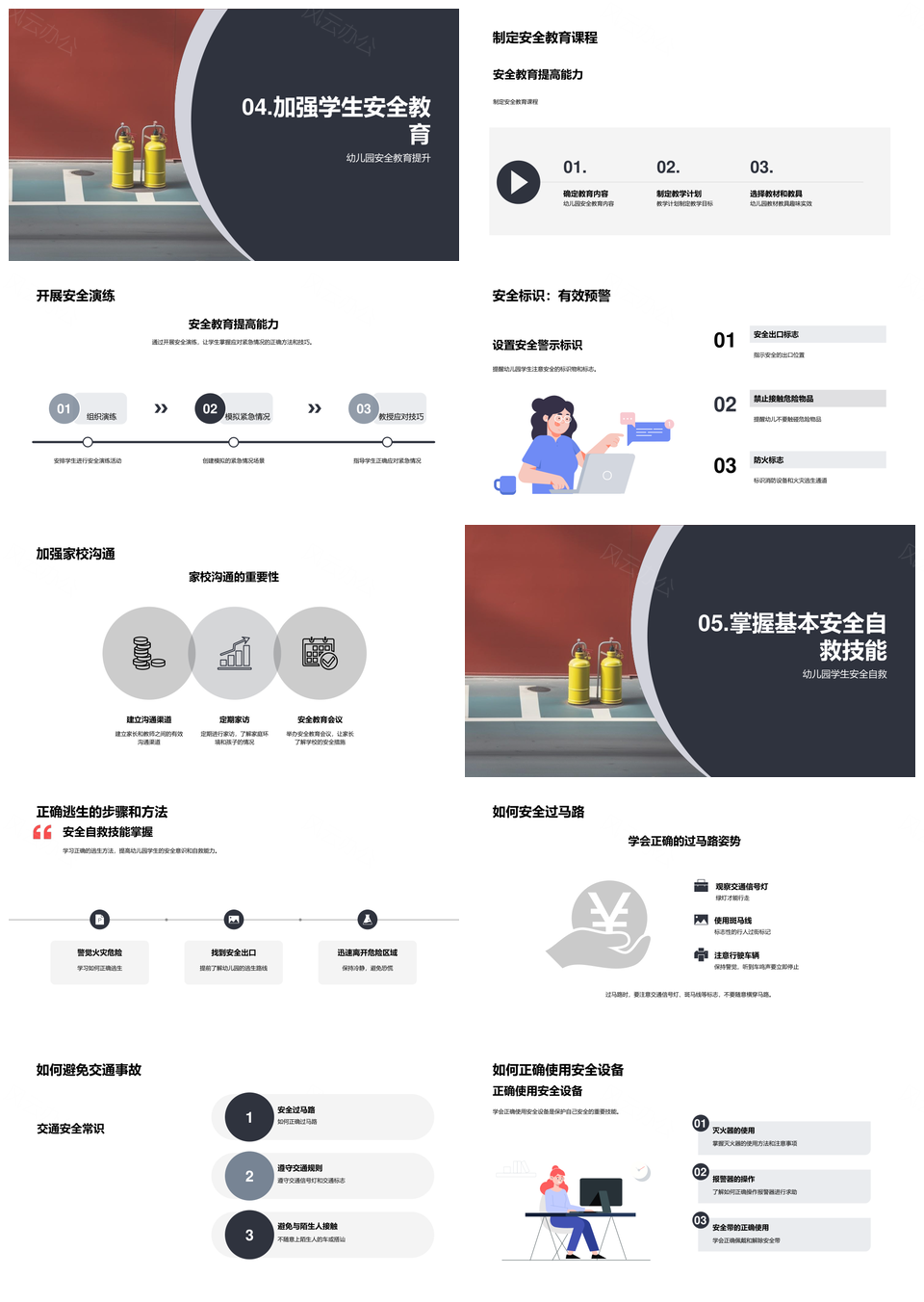 幼儿安全知识技能防意外事故PPT模板