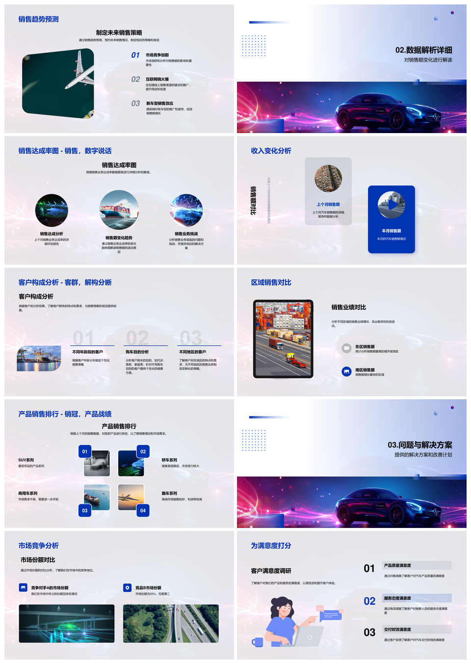 汽车销售月度业绩目标达成及发展策略总结PPT模板