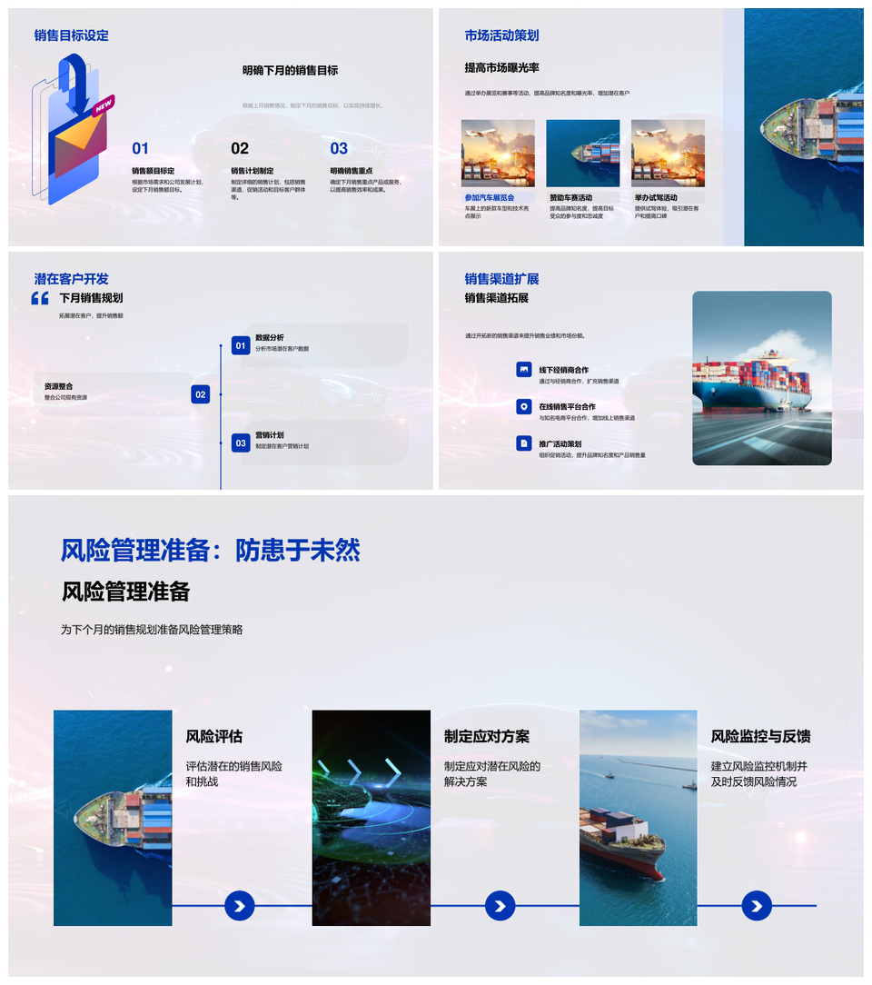 汽车销售月度业绩目标达成及发展策略总结PPT模板