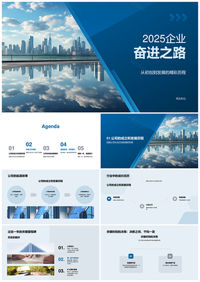 2025初创企业奋进历程里程碑新品服务市场战略摩天大楼PPT模板