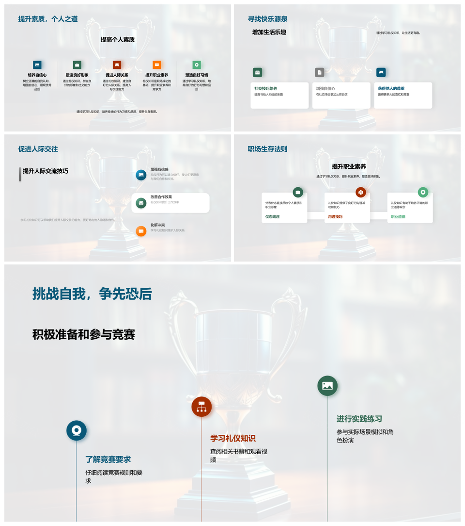 师生文化礼仪知识竞赛教育活动PPT模板