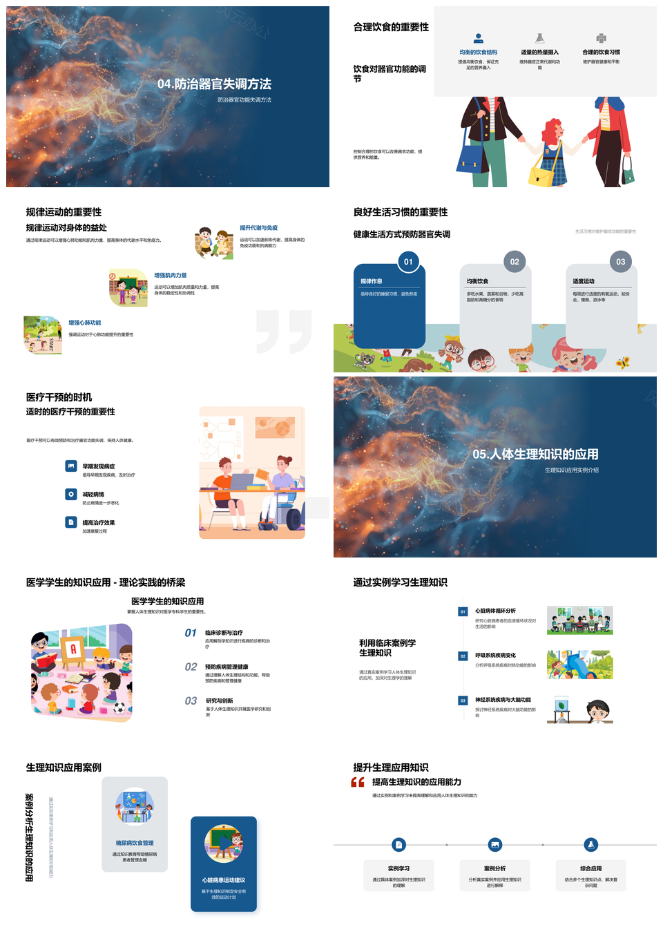 人体生理学器官功能与健康生活教学PPT模板