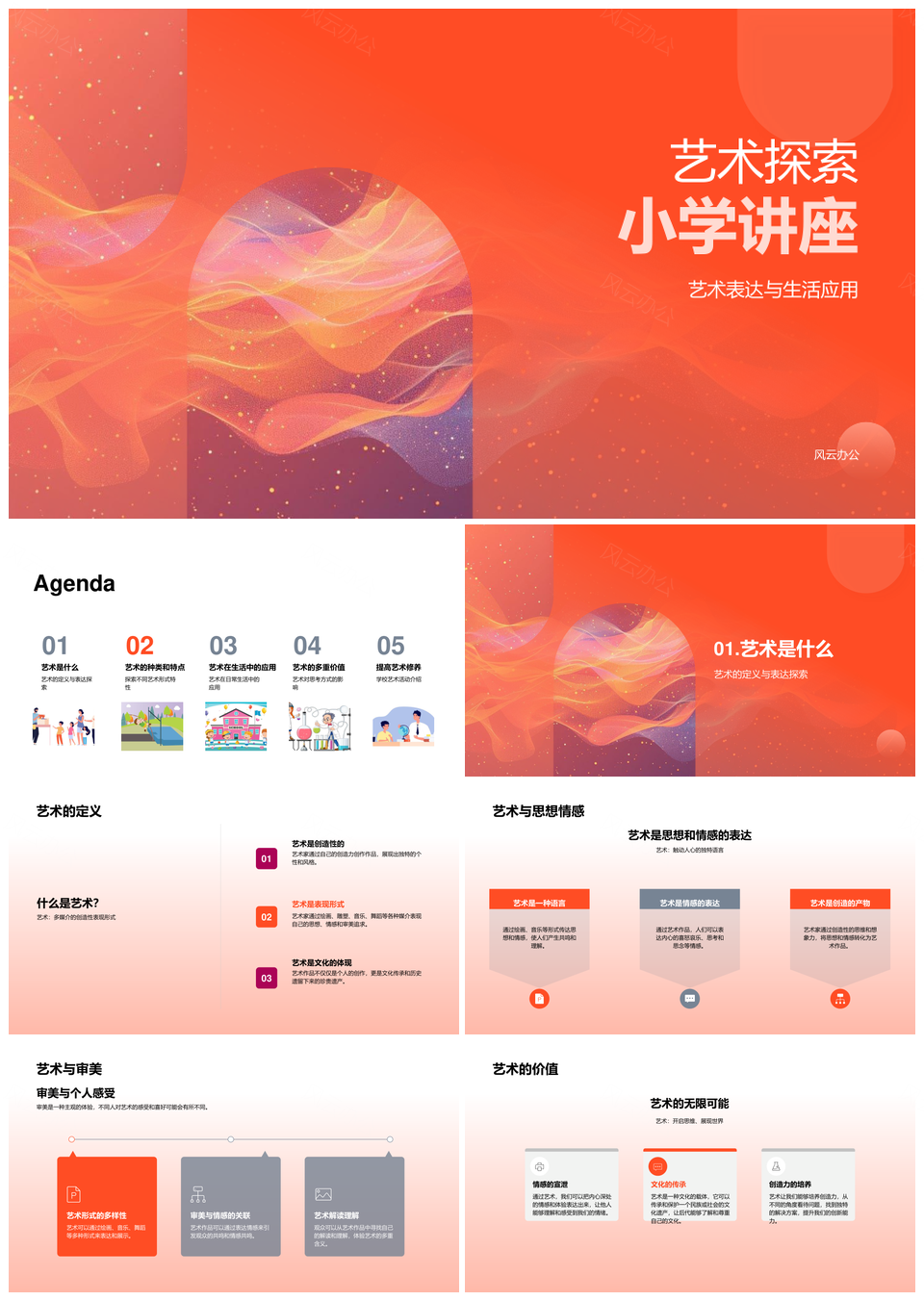 2025小学艺术探索讲座表达应用生活审美情感PPT模板
