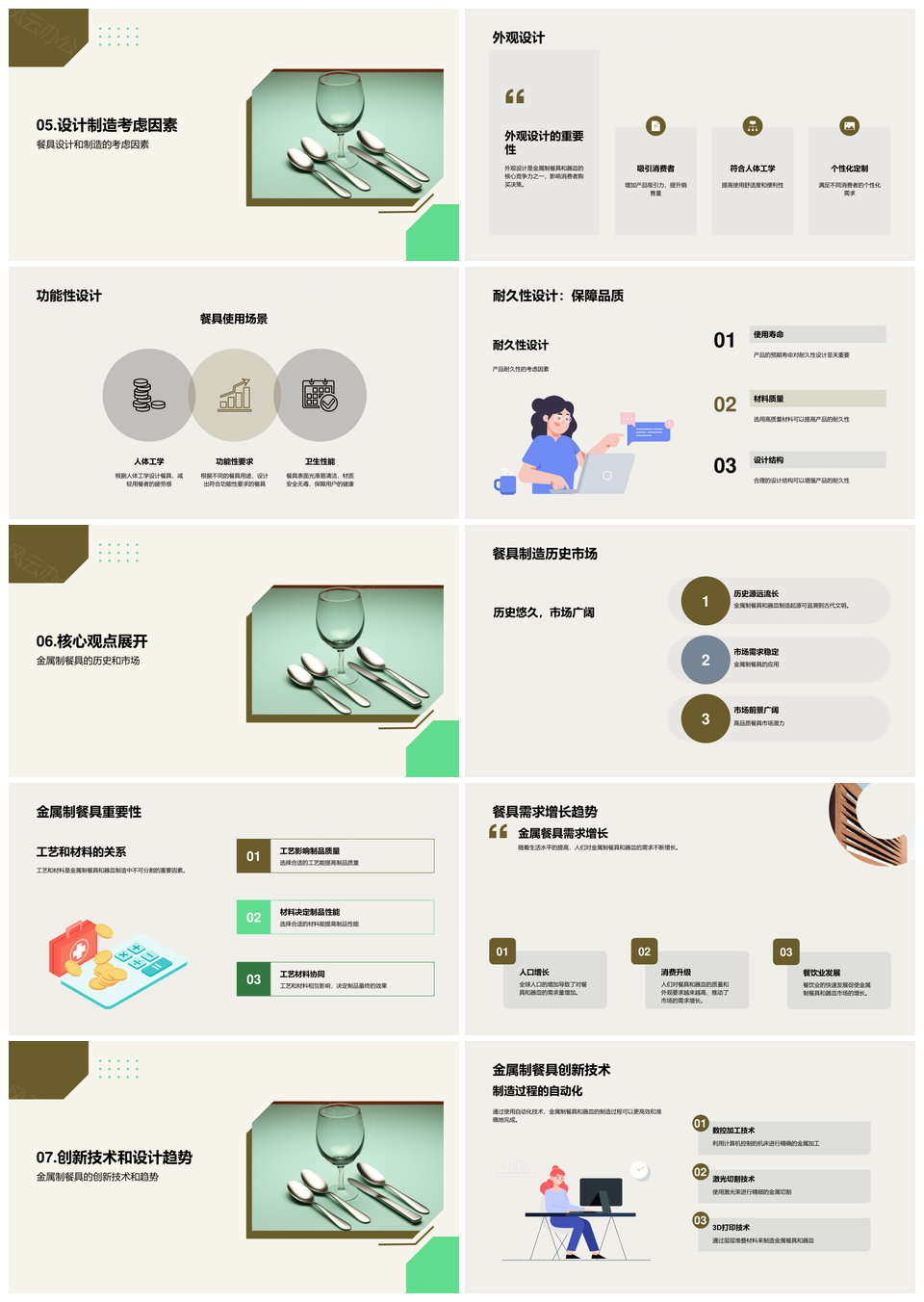 金属餐具制造工艺起源与不锈钢铝合金银探秘PPT模板
