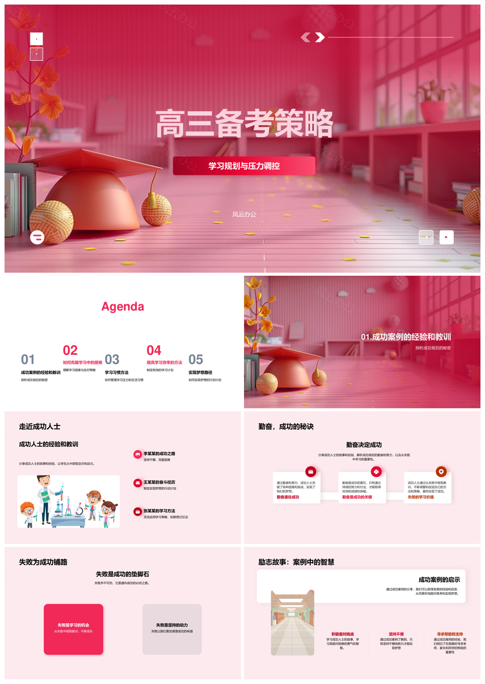 高三备考策略学习规划压力调控习惯效率目标案例PPT模板