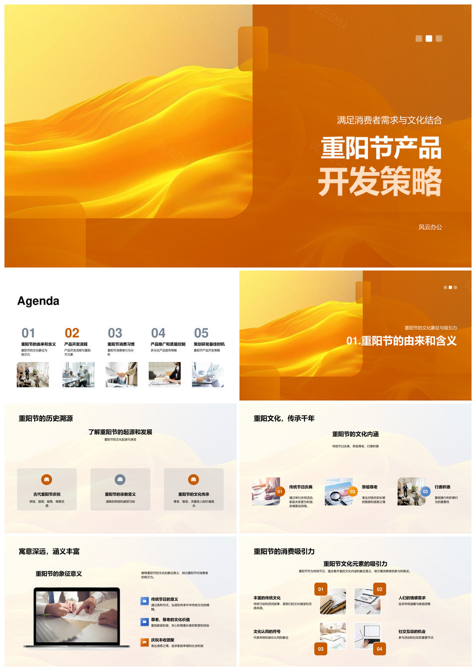 重阳节产品开发策略设计消费文化宣传PPT模板