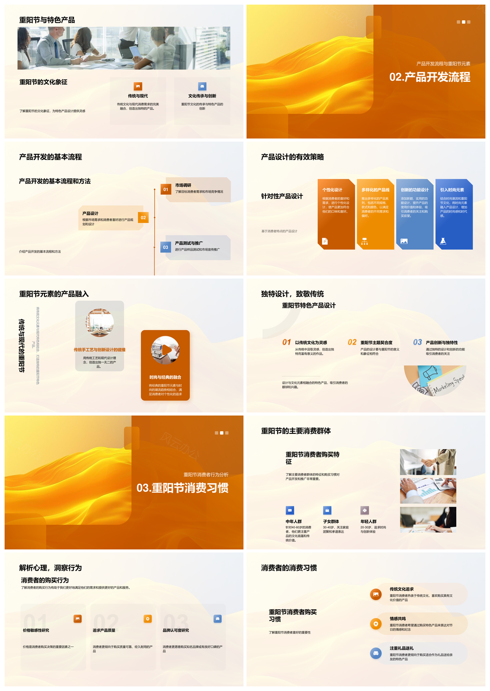 重阳节产品开发策略设计消费文化宣传PPT模板