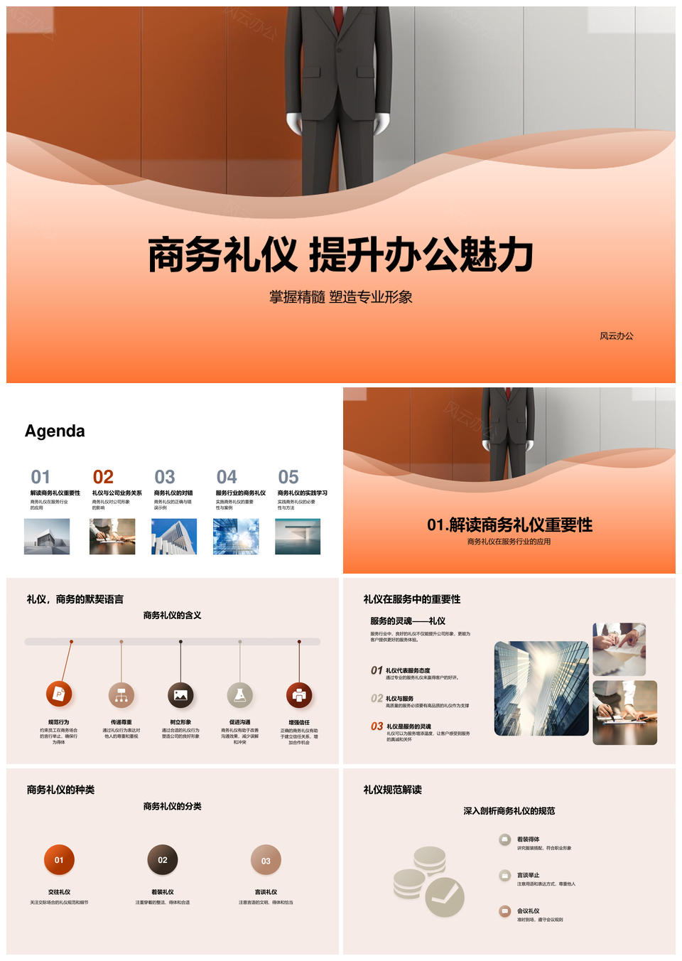 商务礼仪规范服务提升公司竞争力PPT模板