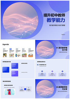 初中教师现代教学理论技巧方法设计评估互动能力提升PPT模板
