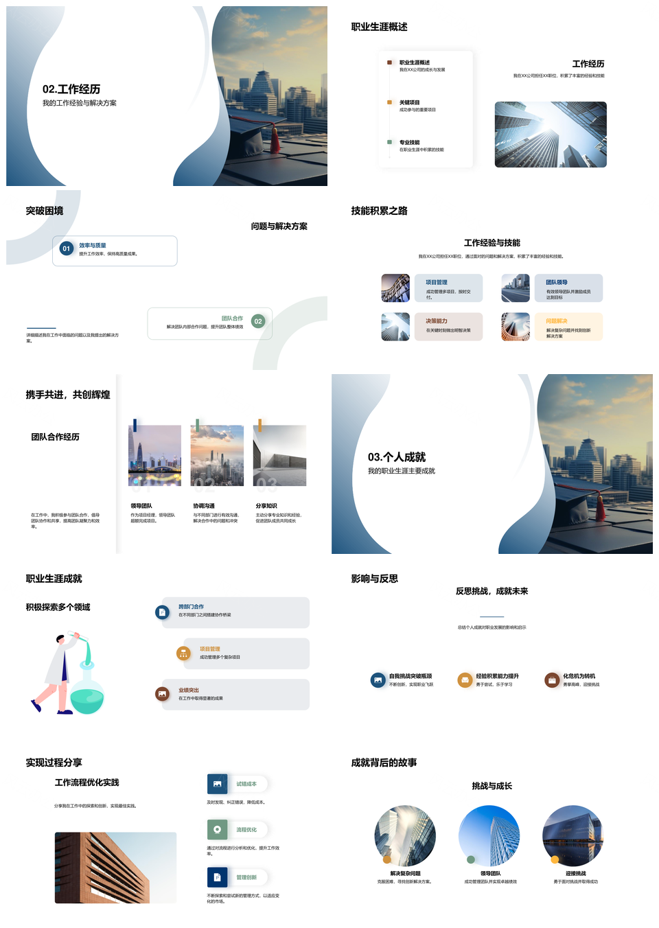 教育职场历程实力信心毕业探索求职规划PPT模板