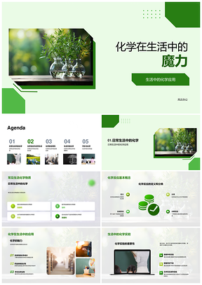 生活中的化学反应烹饪清洁药品染料应用PPT模板