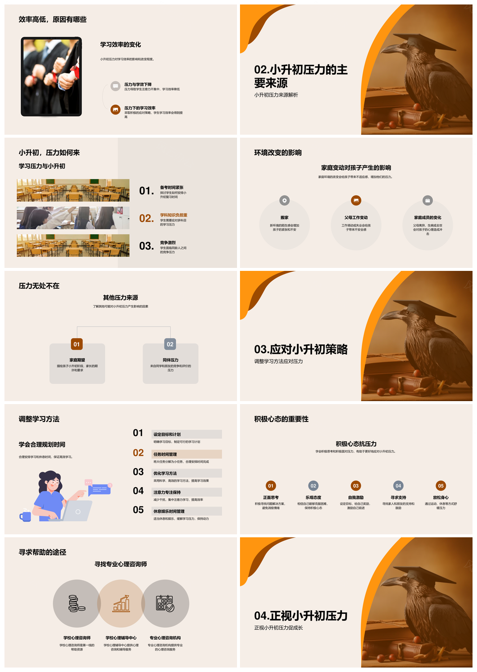 家校心理助力应对小升初压力促学生身心家庭学习PPT模板