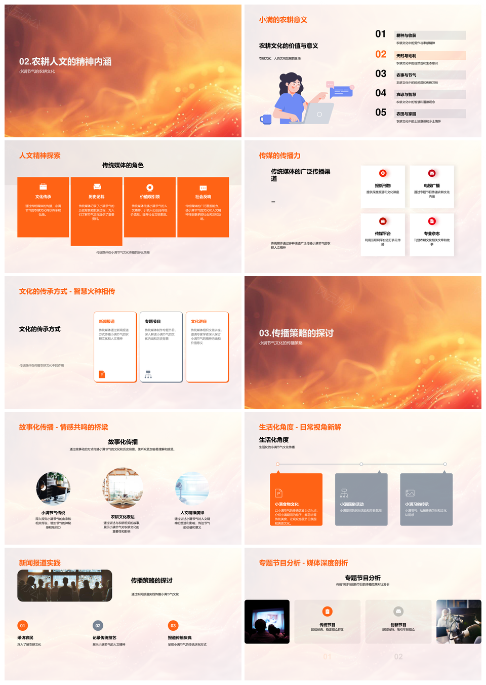 传统媒体小满节气农耕文化传播策略PPT模板