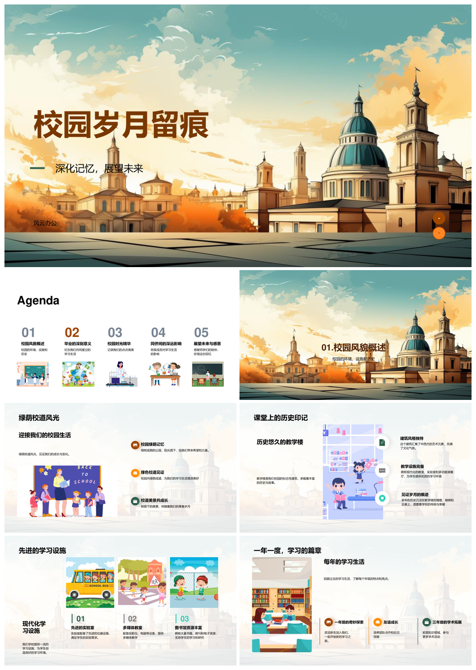 校园毕业典礼恩师相册载学业成果PPT模板