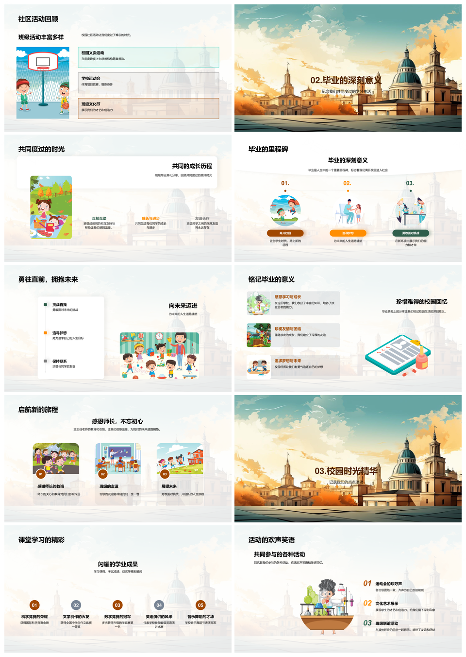 校园毕业典礼恩师相册载学业成果PPT模板