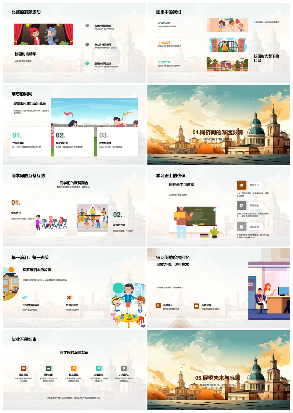 校园毕业典礼恩师相册载学业成果PPT模板