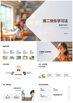 2025高二快乐学习法高效解压健康成长指南PPT模板