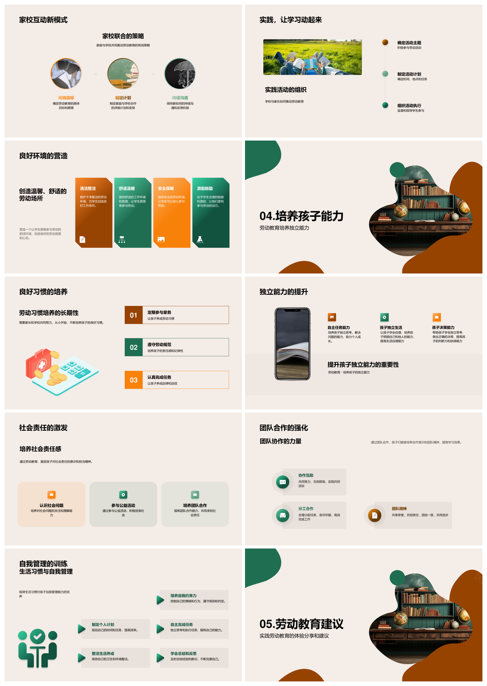 劳动教育塑品格家校共育责任习惯PPT模板