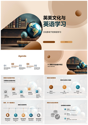 英美文化驱动英语学习全球表达PPT模板