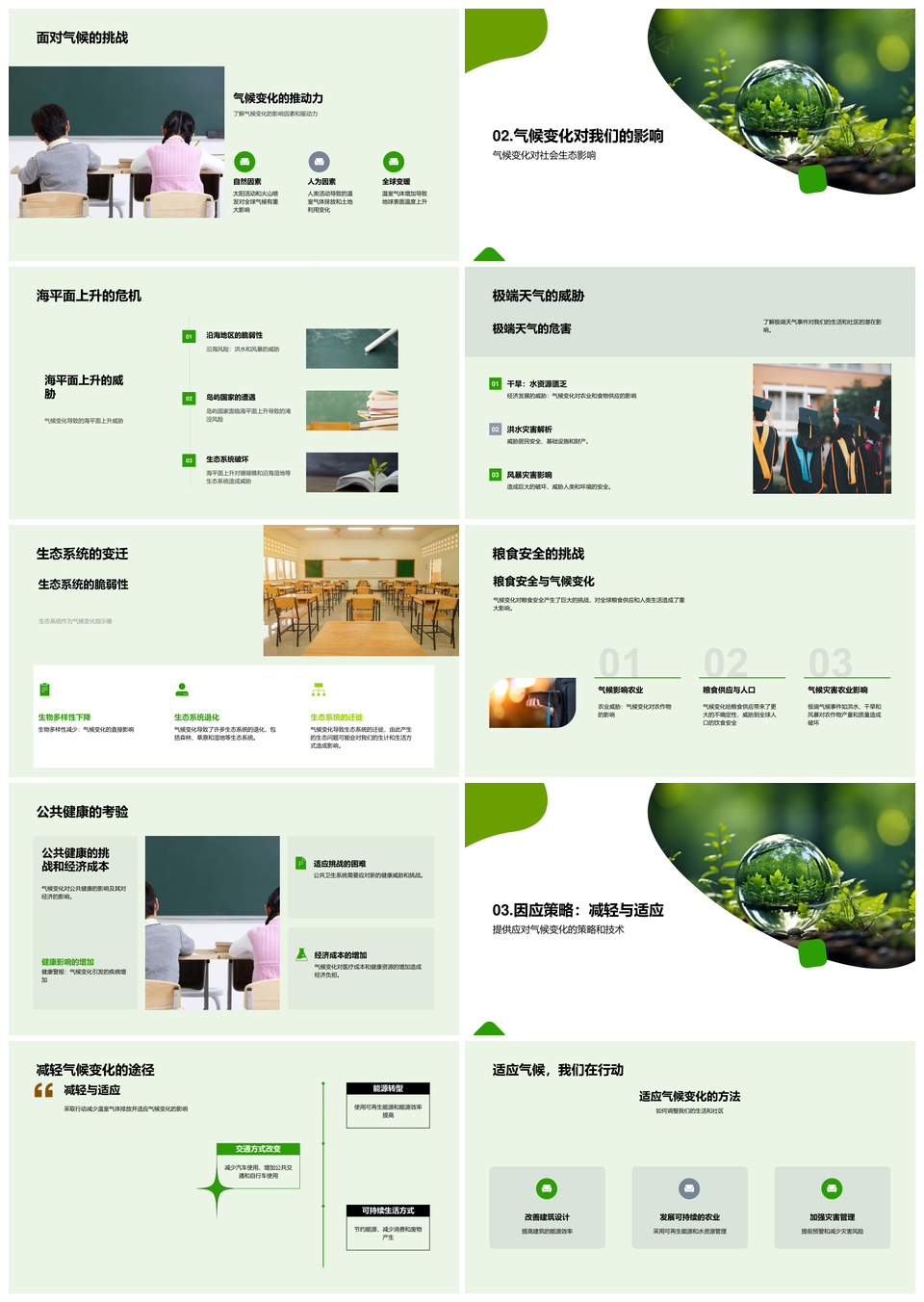 全球气候变迁环保行动应对温室效应极端天气PPT模板