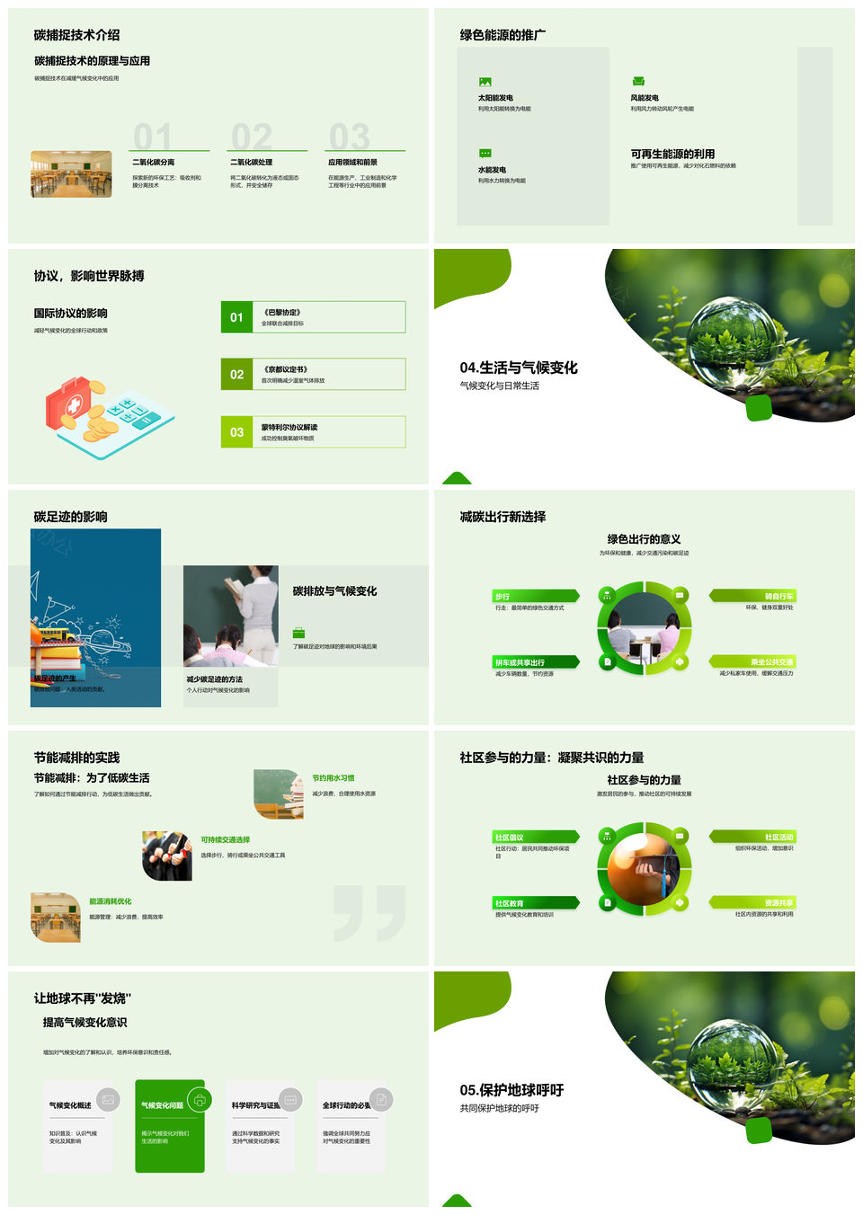 全球气候变迁环保行动应对温室效应极端天气PPT模板